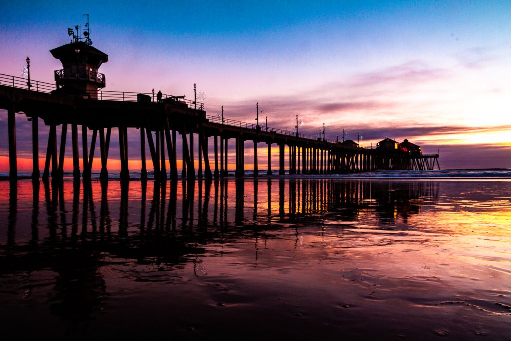 Huntington Beach pier at sunset - Orange County california - travel guide